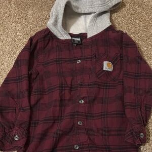 Carhartt Kids' Burgundy Plaid Hoodie Shirt